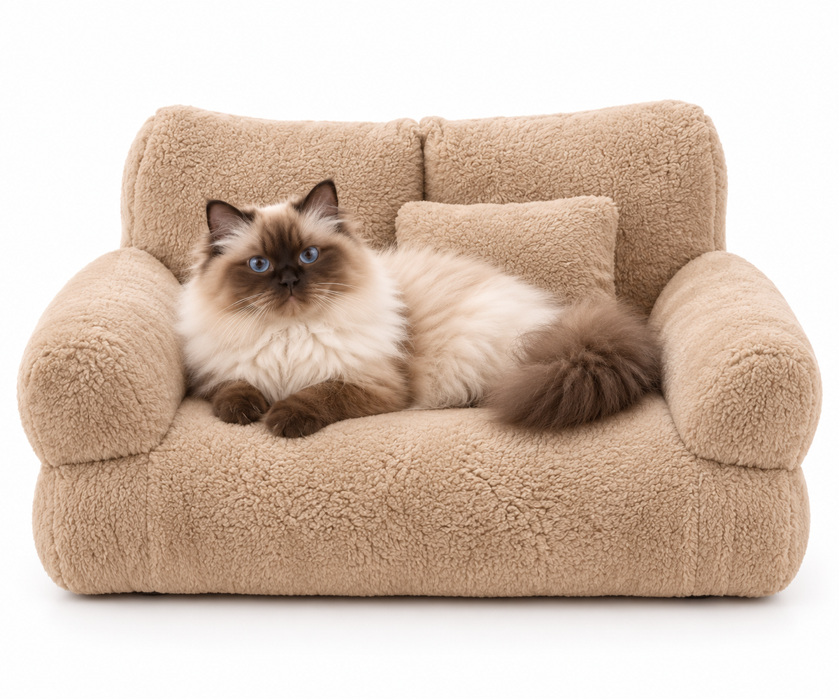 Bett mit Kopfstütze für Katzen und kleine Hunde