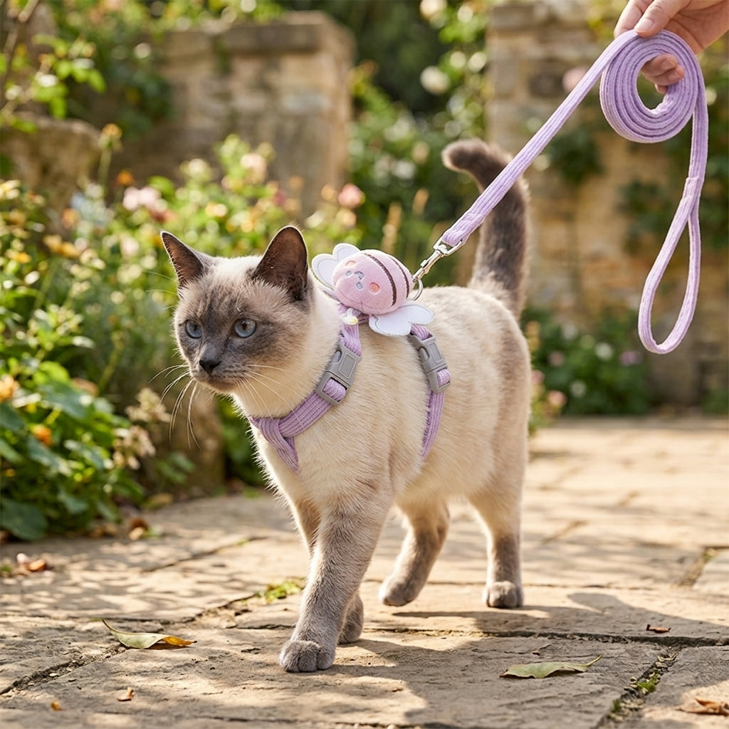 Set de Arnés, Collar y Correa para Gatos con Diseño de Abeja