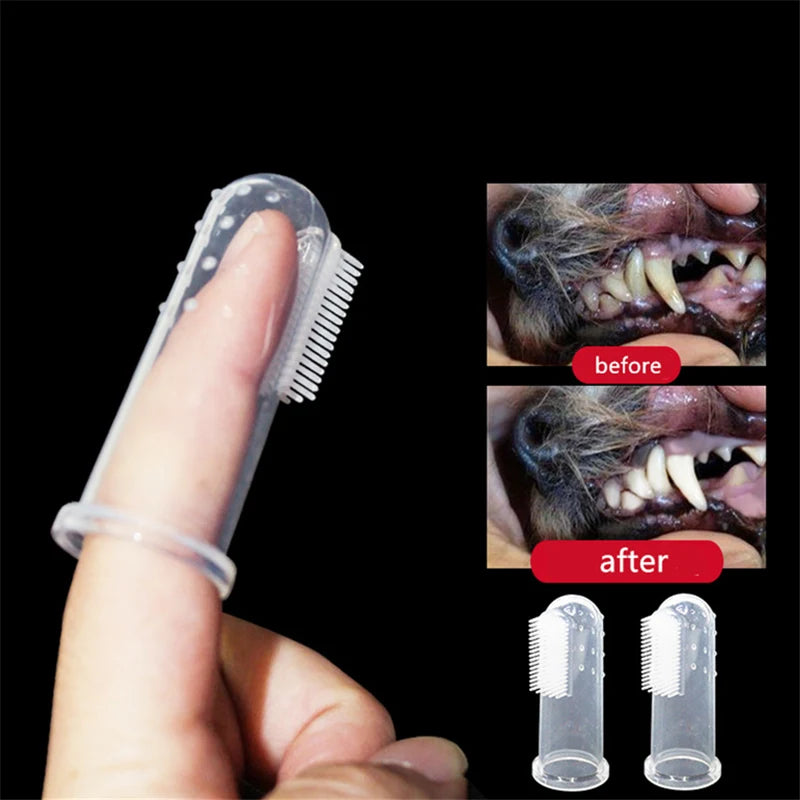 Cepillo de dientes de silicona para perros y gatos – Limpieza fácil y suave