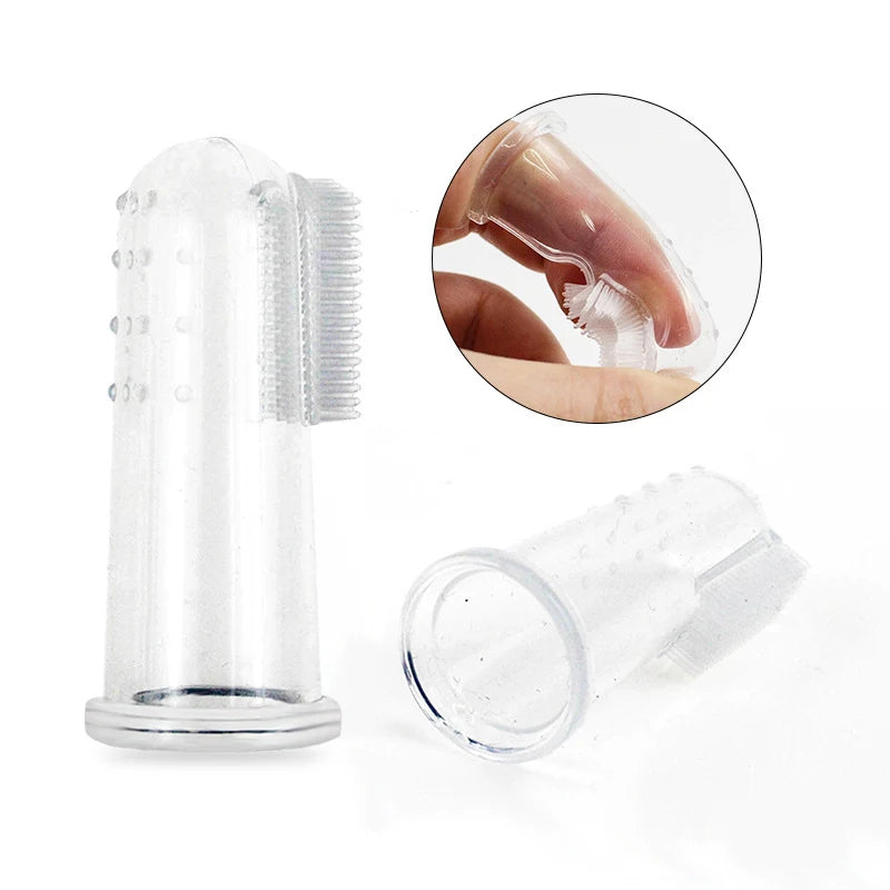 Cepillo de dientes de silicona para perros y gatos – Limpieza fácil y suave