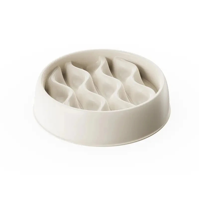 Comedero con Huellitas de Comida Lenta para Perros y Gatos - Blanco