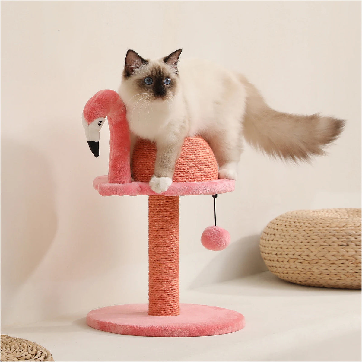 Rascador para gatos diseño flamenco con sisal natural