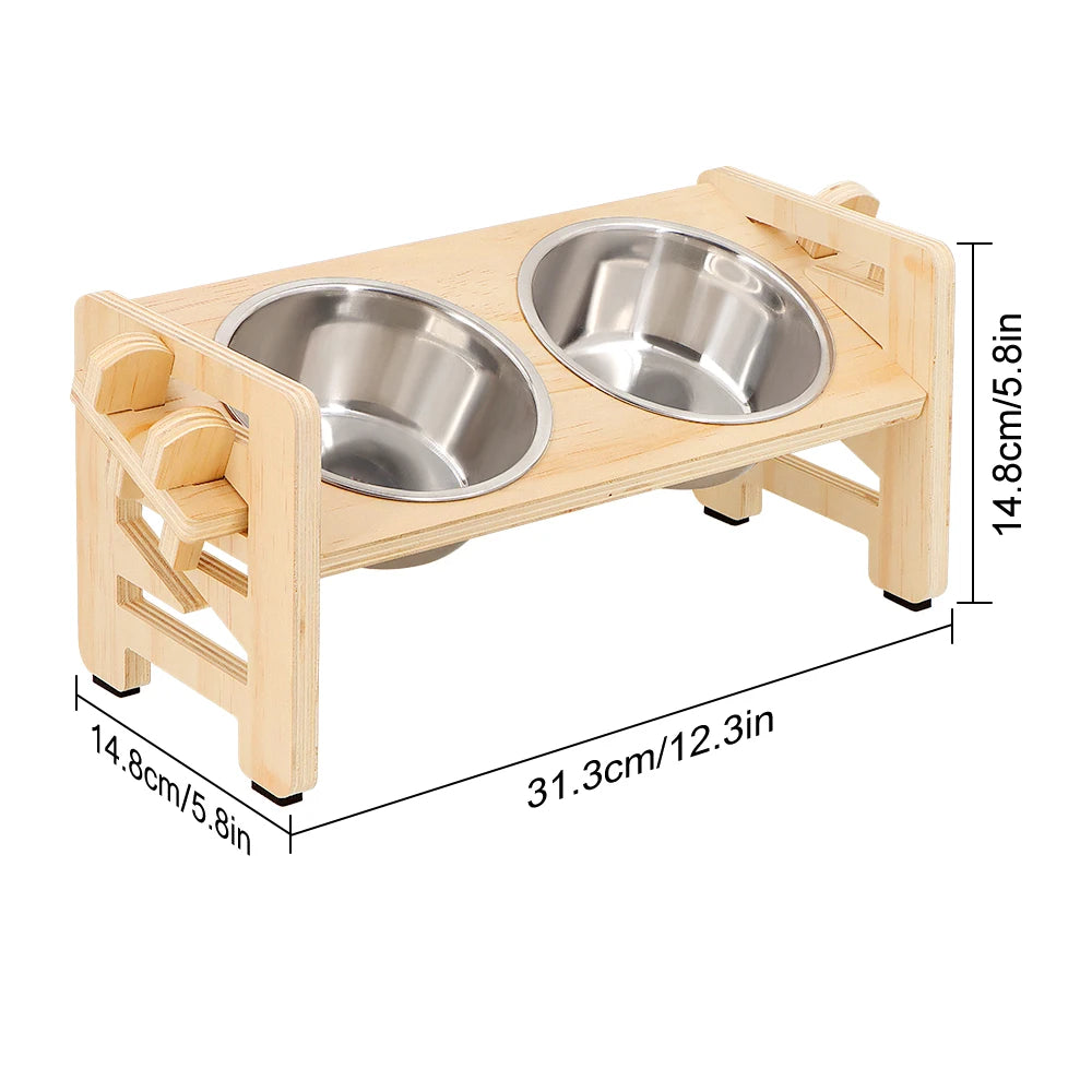 Comedero Elevado de Madera Ajustable para Perros Pequeños – Ergonómico, Plegable y Moderno