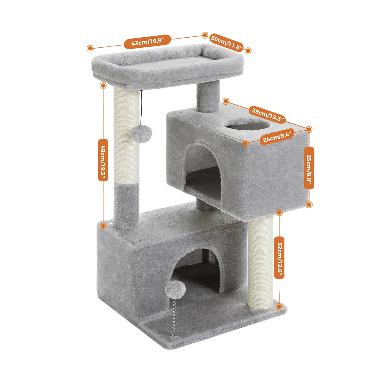 Árbol Rascador Grande para Gatos Gris – Comodidad, Diversión y Estilo
