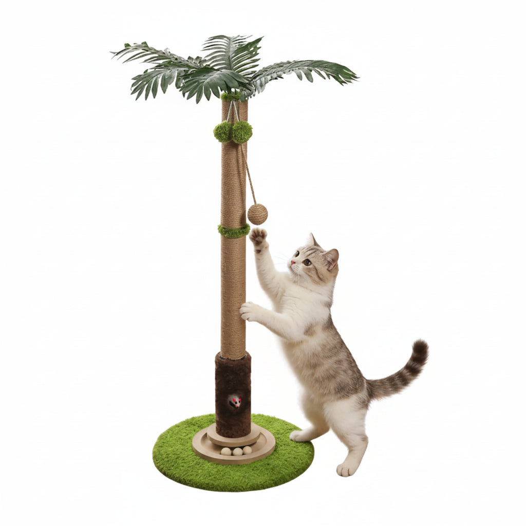 Árbol Rascador para Gatos con Casita y Bolas Colgantes