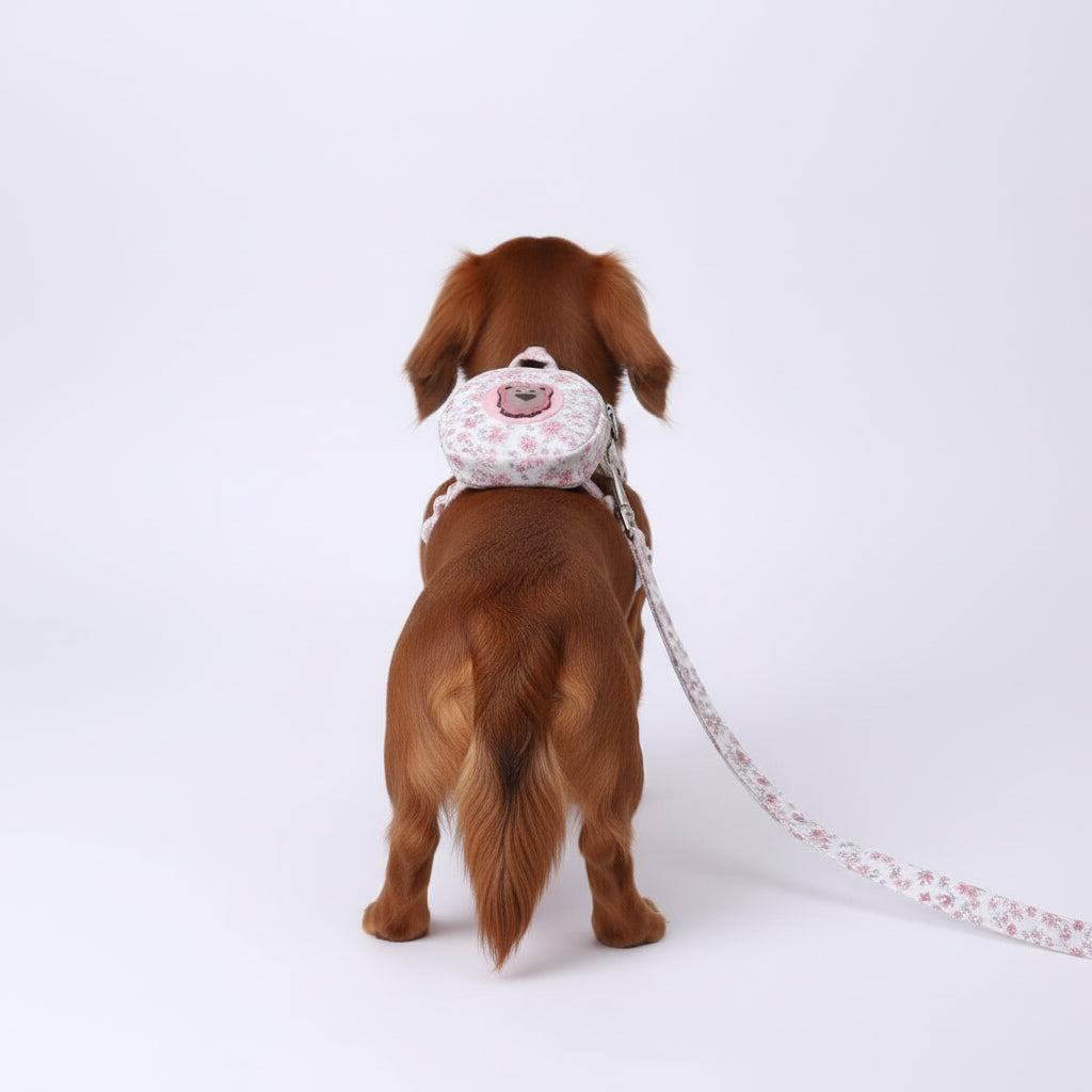 Set de Arnés Floral con Mini Mochila para Perros y Gatos