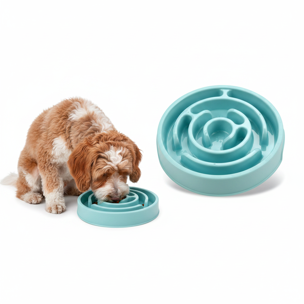 Comedero Laberinto de Comida Lenta para Perros y Gatos - Azul Macaron