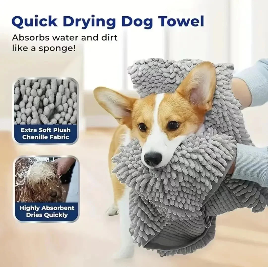 Toalla Ultra Absorbente de Franela para Perros y Gatos