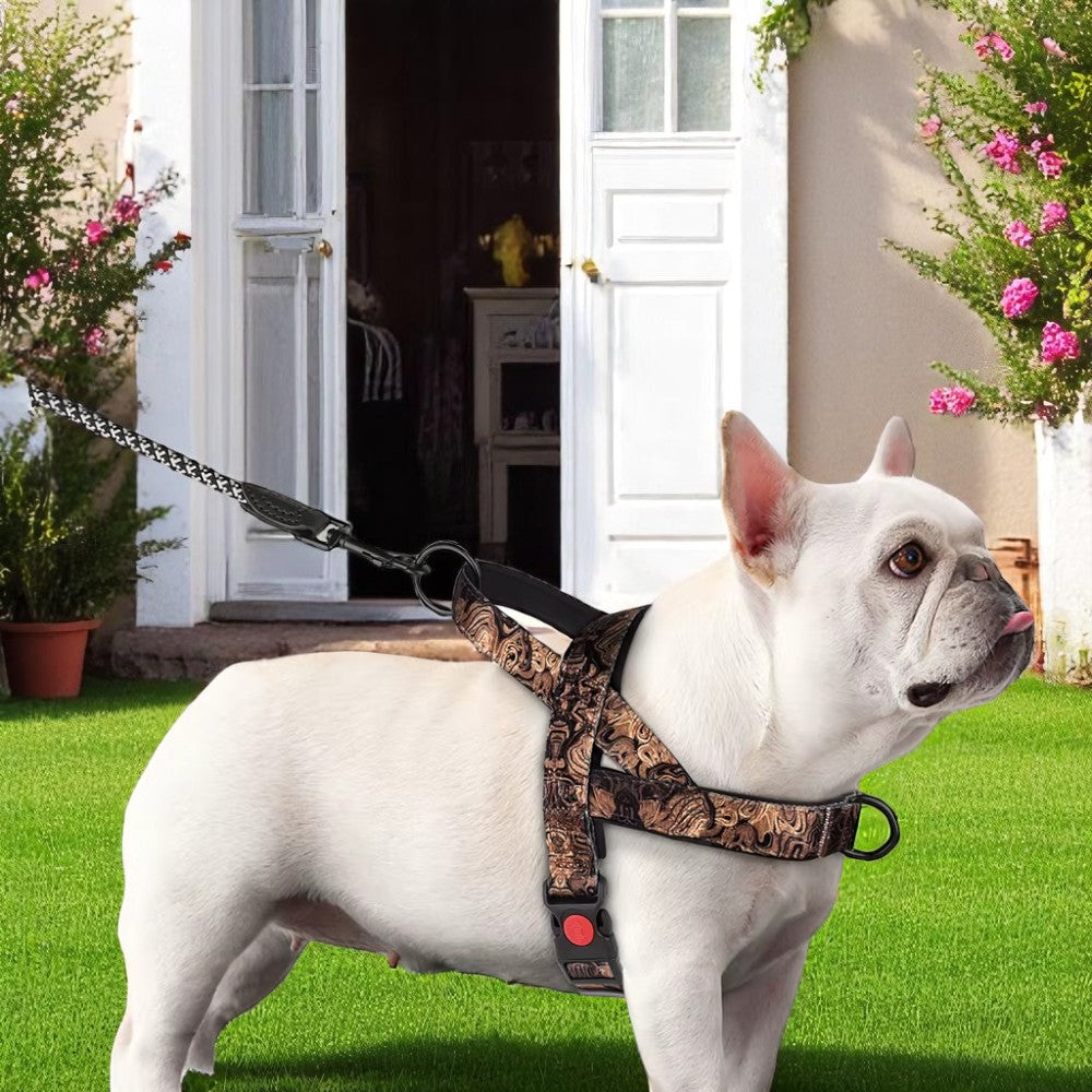 Arnés Antitirones con Estampado Café para Perros