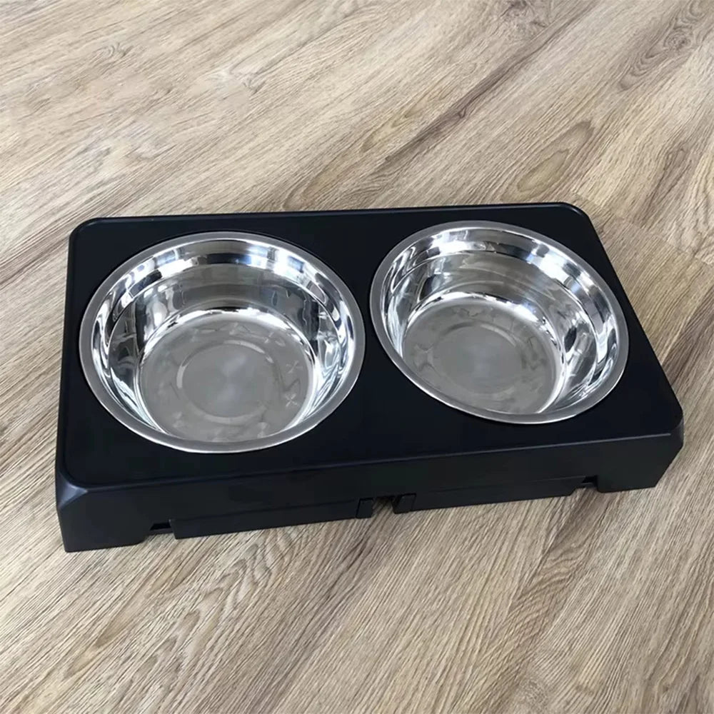 Comedero Doble Elevado Ajustable de Acero Inoxidable – Salud y Comodidad para tu Mascota