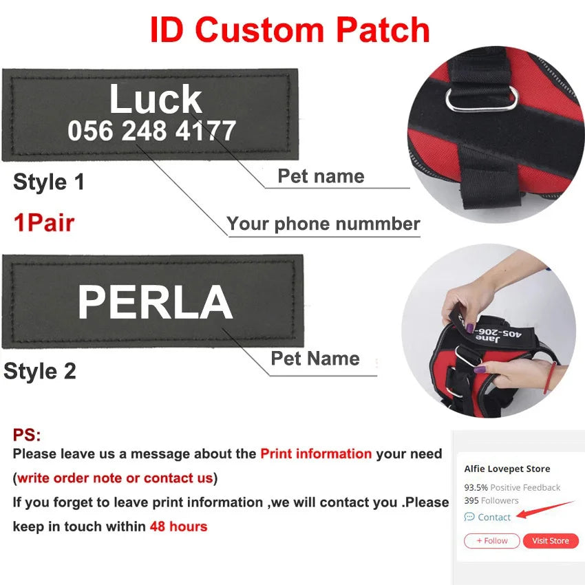 Arnés Personalizable para Perros – Negro, Rojo y Azul