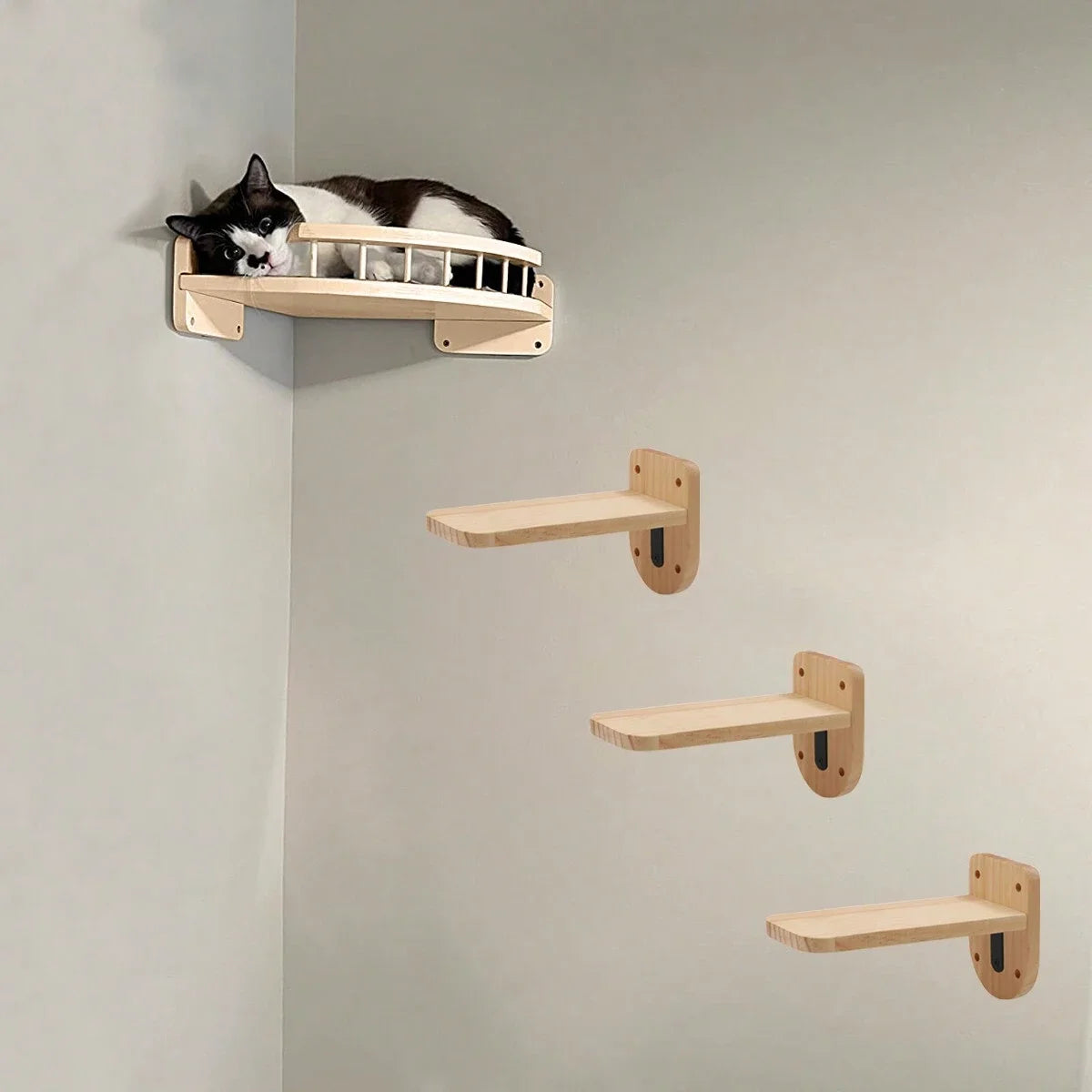 Hamaca de Pared para Gatos con 3 Escalones - Confort Elevado