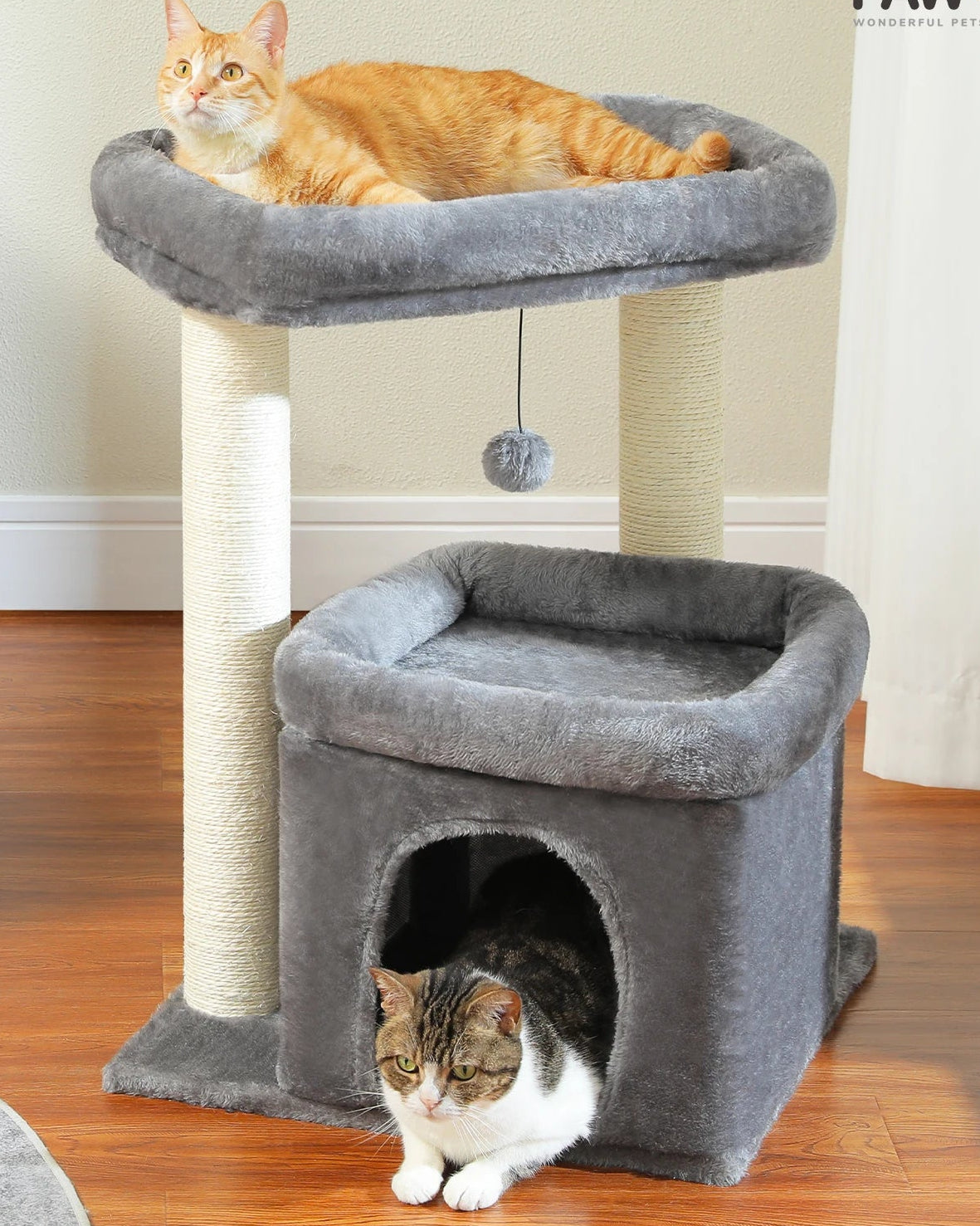 Árbol Rascador para Gatos con Cueva y Plataformas – Comodidad, Diversión y Seguridad - 48 x 48 x 68 cm