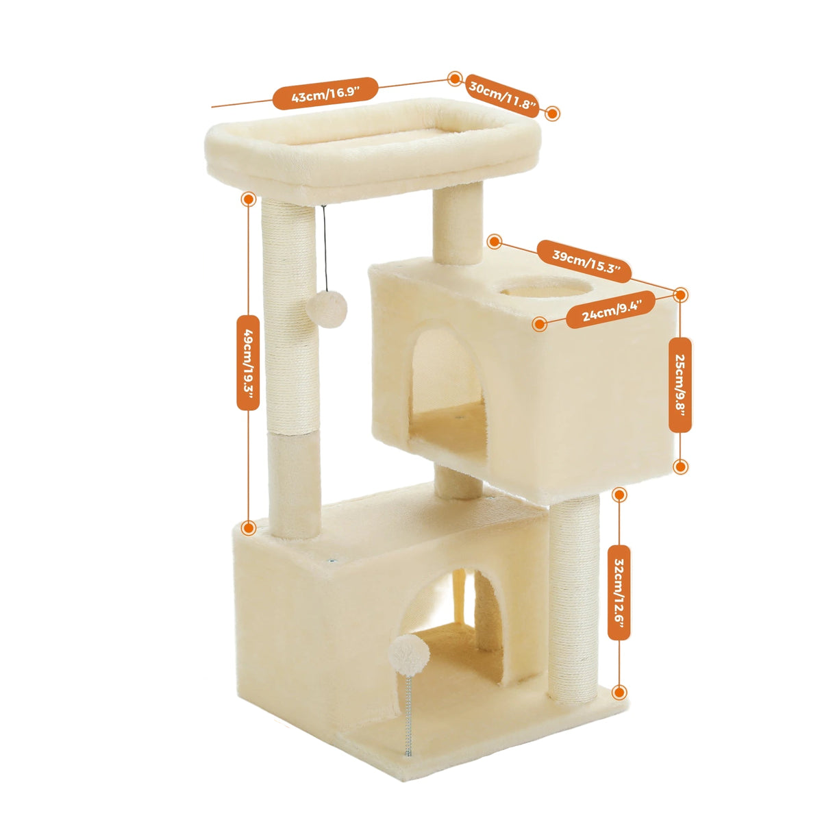 Árbol Rascador Grande para Gatos Beige – Comodidad, Diversión y Estilo