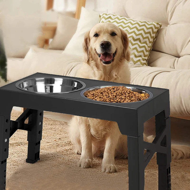 Comedero Doble Elevado Ajustable de Acero Inoxidable – Saludable, Duradero y Cómodo
