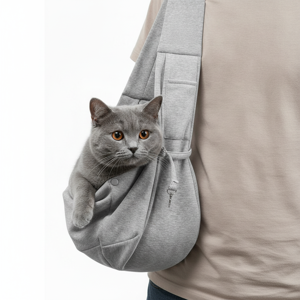 Bolso Bandolera de Algodón Gris para Mascotas - imagen 2