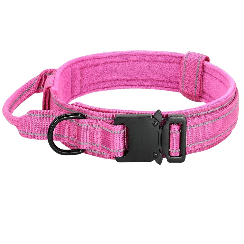 Collar Militar Rosa con Asa de Control para Perros Medianos y Grandes