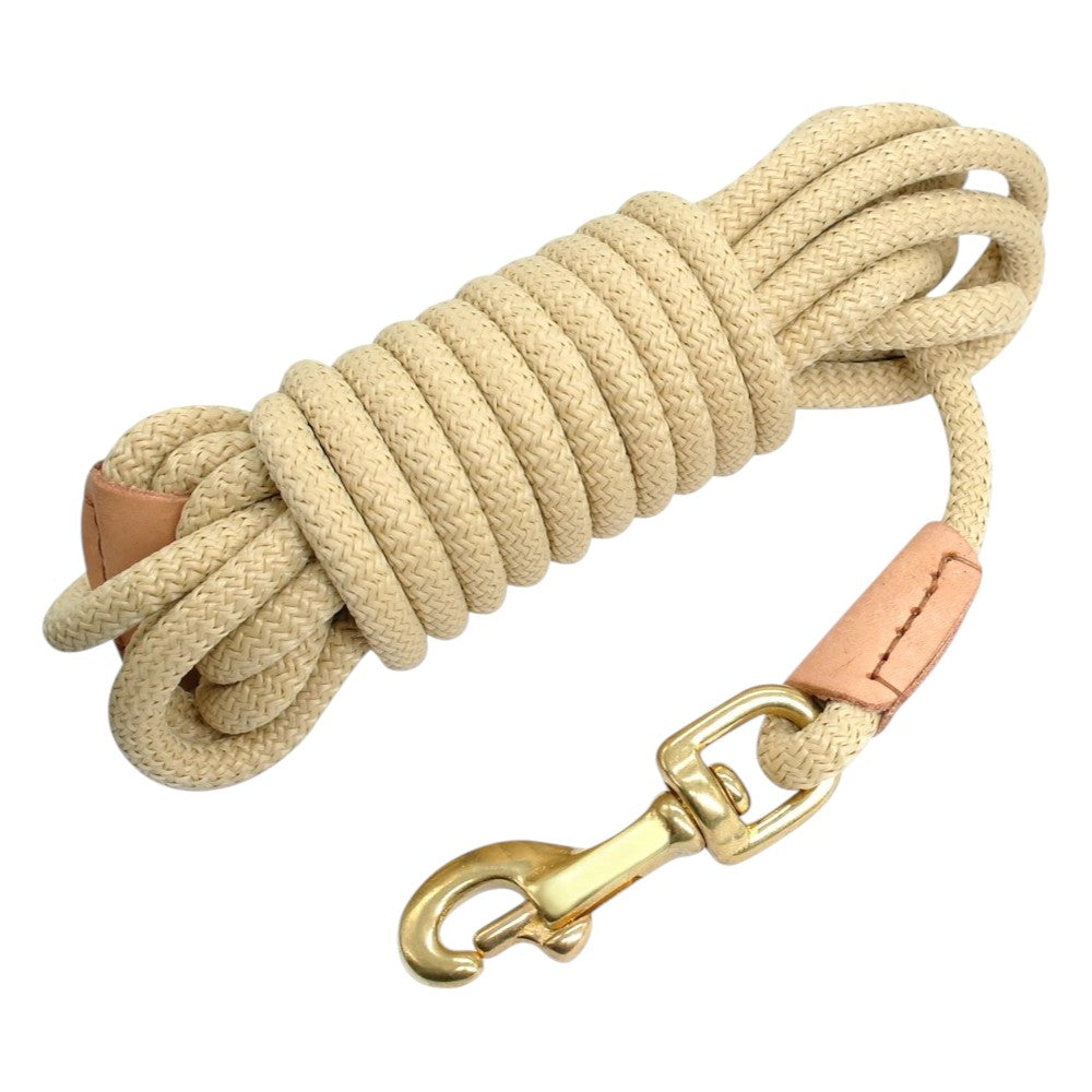 Correa Beige Larga Antideslizante para Perros de Nylon
