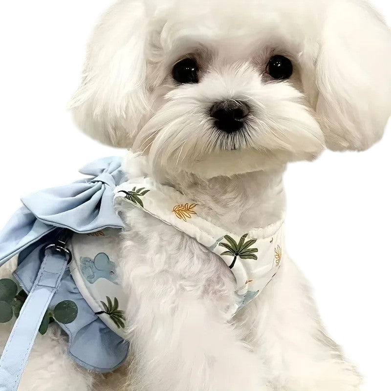 Arnés Floral para Perros con Moño