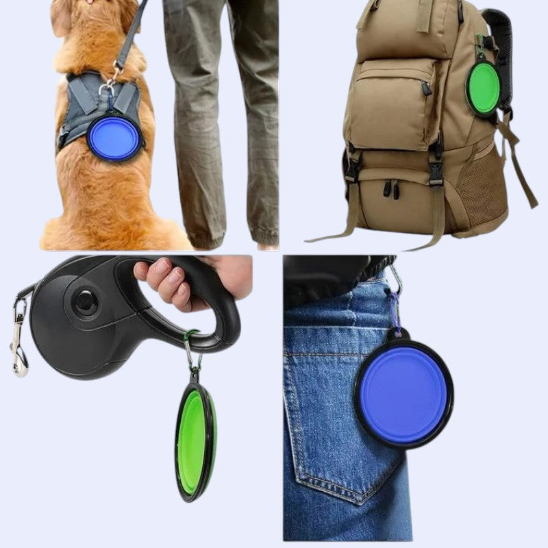 Comedero portátil y plegable para mascotas – ¡Hidratación fácil en cualquier lugar!