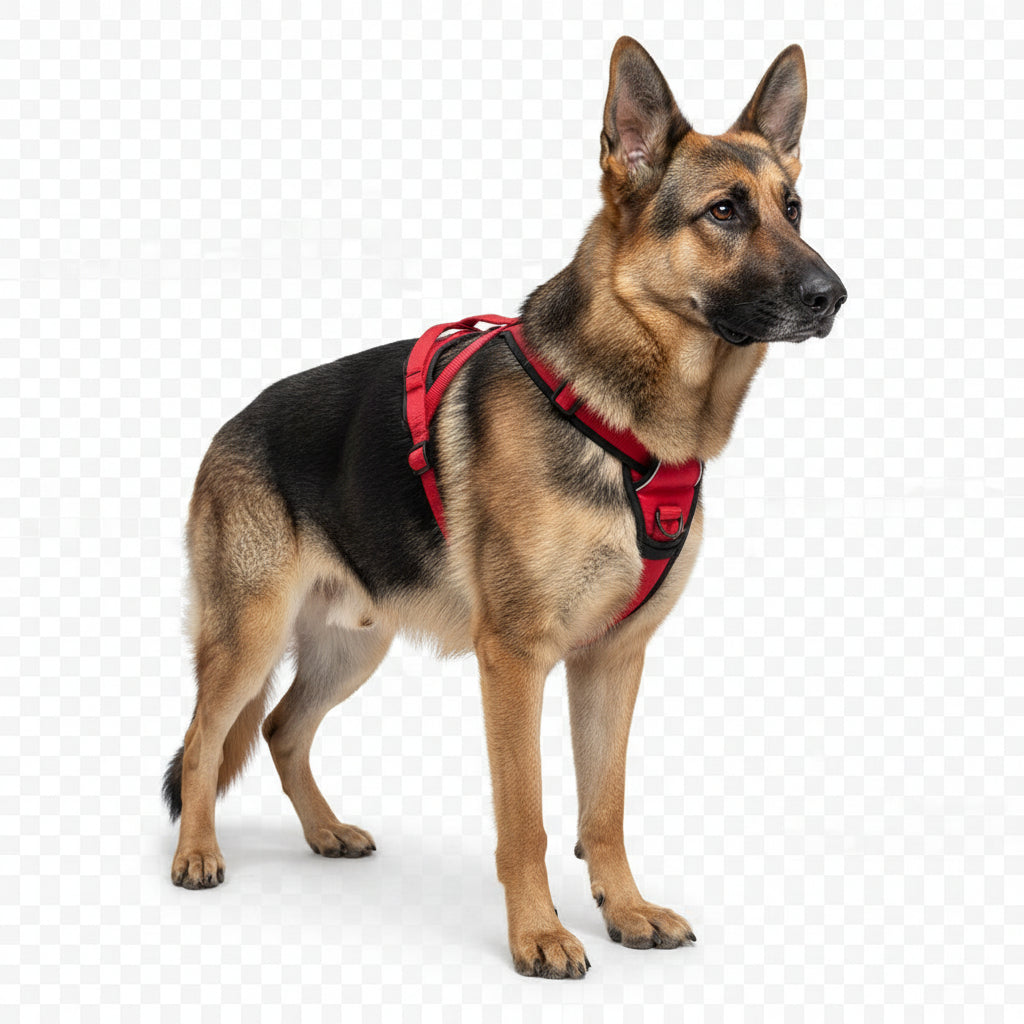 Arnés de tiro resistente para perros grandes – Seguridad y rendimiento - Rojo
