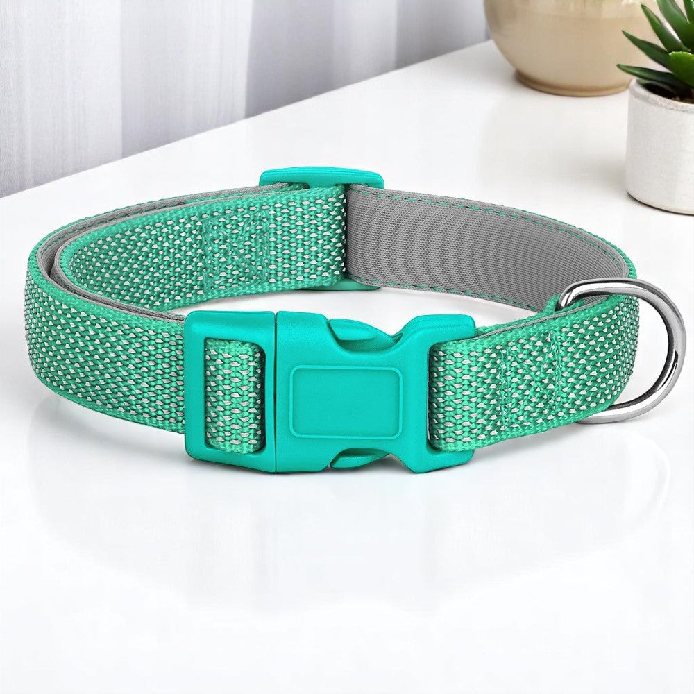 Collar Reflectante Verde de Nylon – Seguridad y Estilo para tu Perro