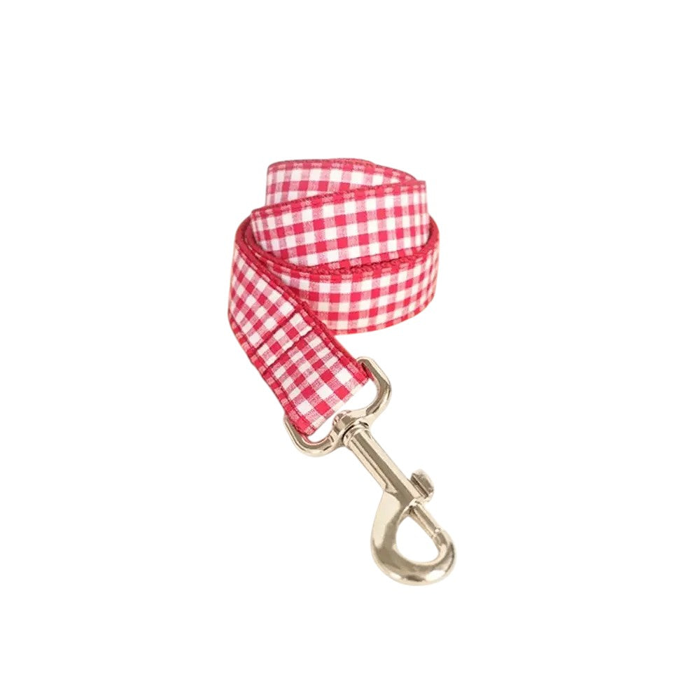 Collar y correa de nylon con patrón de cuadros – Paseos seguros y con estilo