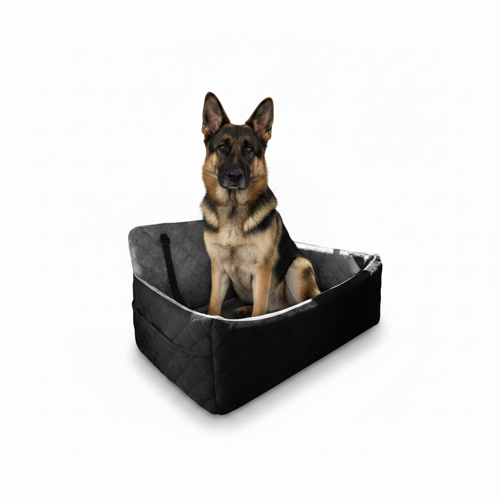 Asiento de Coche XL para Perros con Espuma Viscoelástica y Cinturón de Seguridad