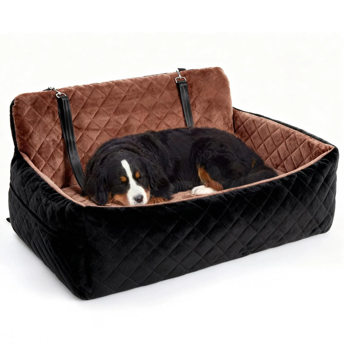 Asiento de Coche XL para Perros con Espuma Viscoelástica y Cinturón de Seguridad