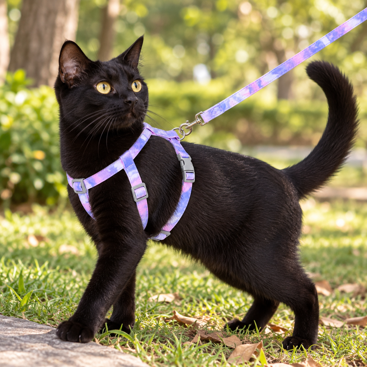 Ausbruchsicheres Katzengeschirr mit Leine – atmungsaktiv