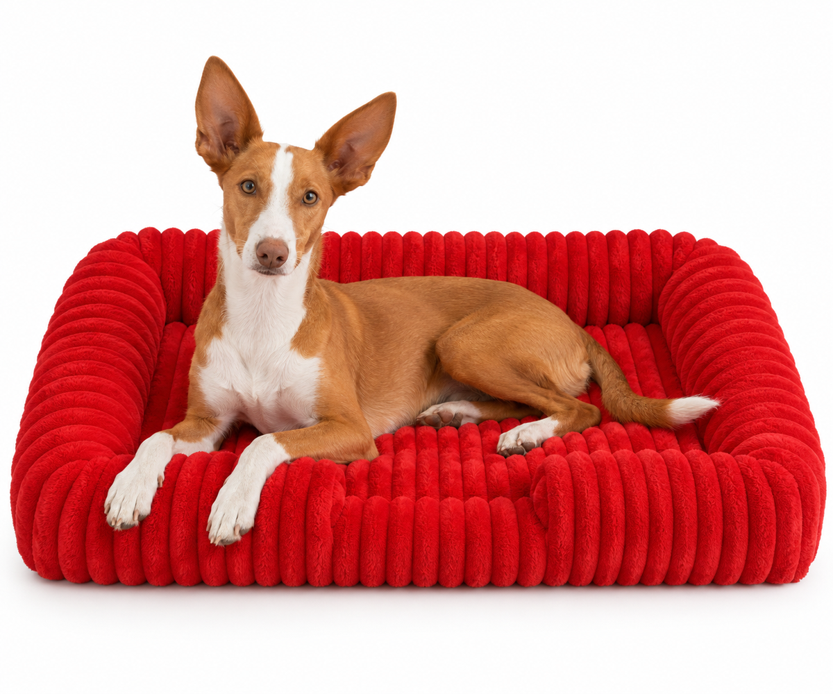 Orthopädisches Hundebett in Rot - Viskoschaum