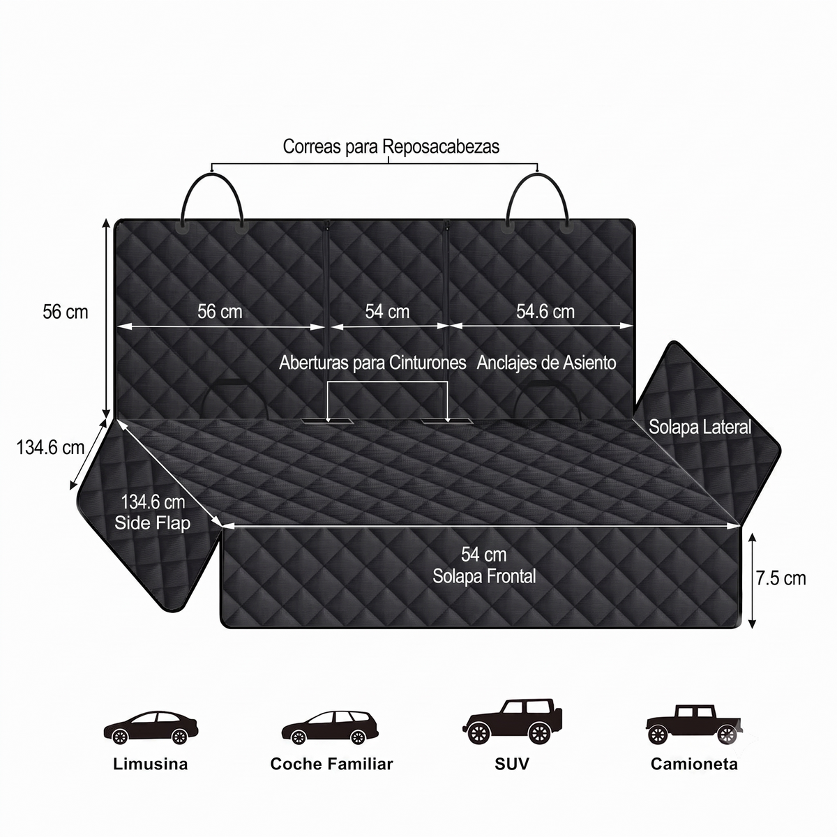 Funda Protectora Impermeable para Asiento Trasero de Coche