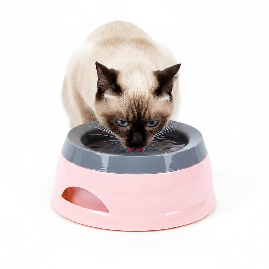 Comedero Flotante Antiderrame Rosa para Perros y Gatos