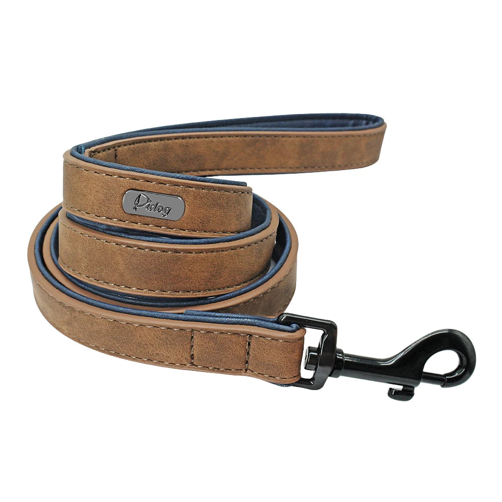 Correa Azul de Cuero Premium para Perros