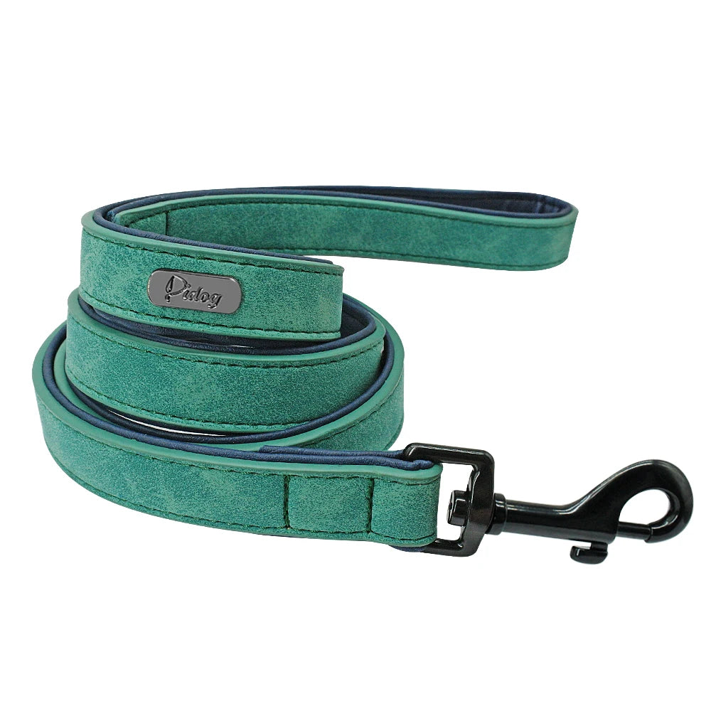 Correa de Cuero Premium Verde para Perros Pequeños y Medianos