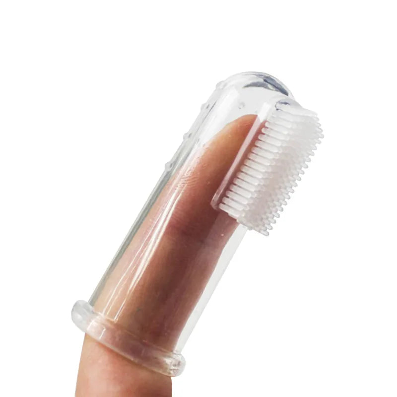 Cepillo de dientes de silicona para perros y gatos – Limpieza fácil y suave