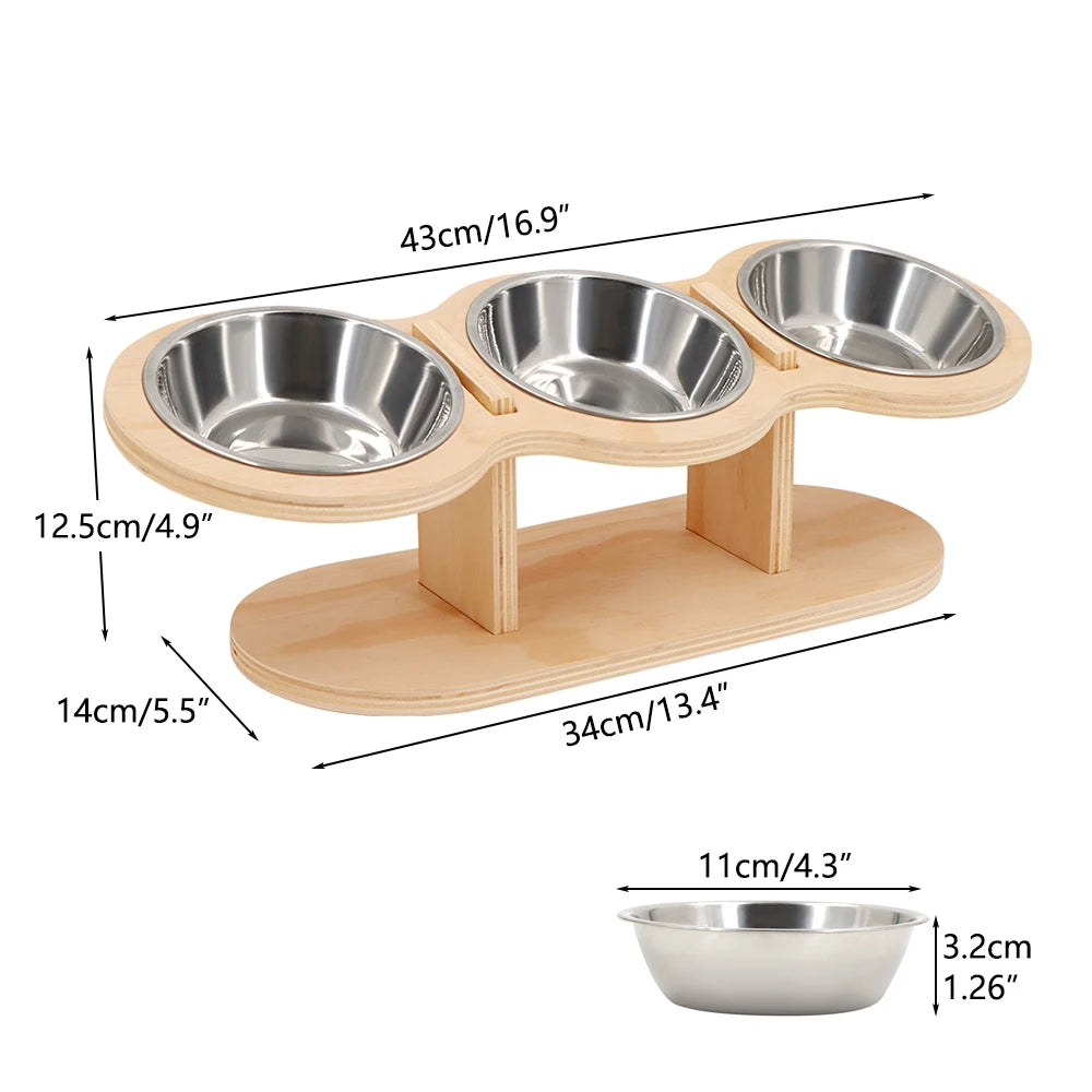 Comedero Elevado para Gatos con 3 Boles Inclinados 15° - Digestión Saludable