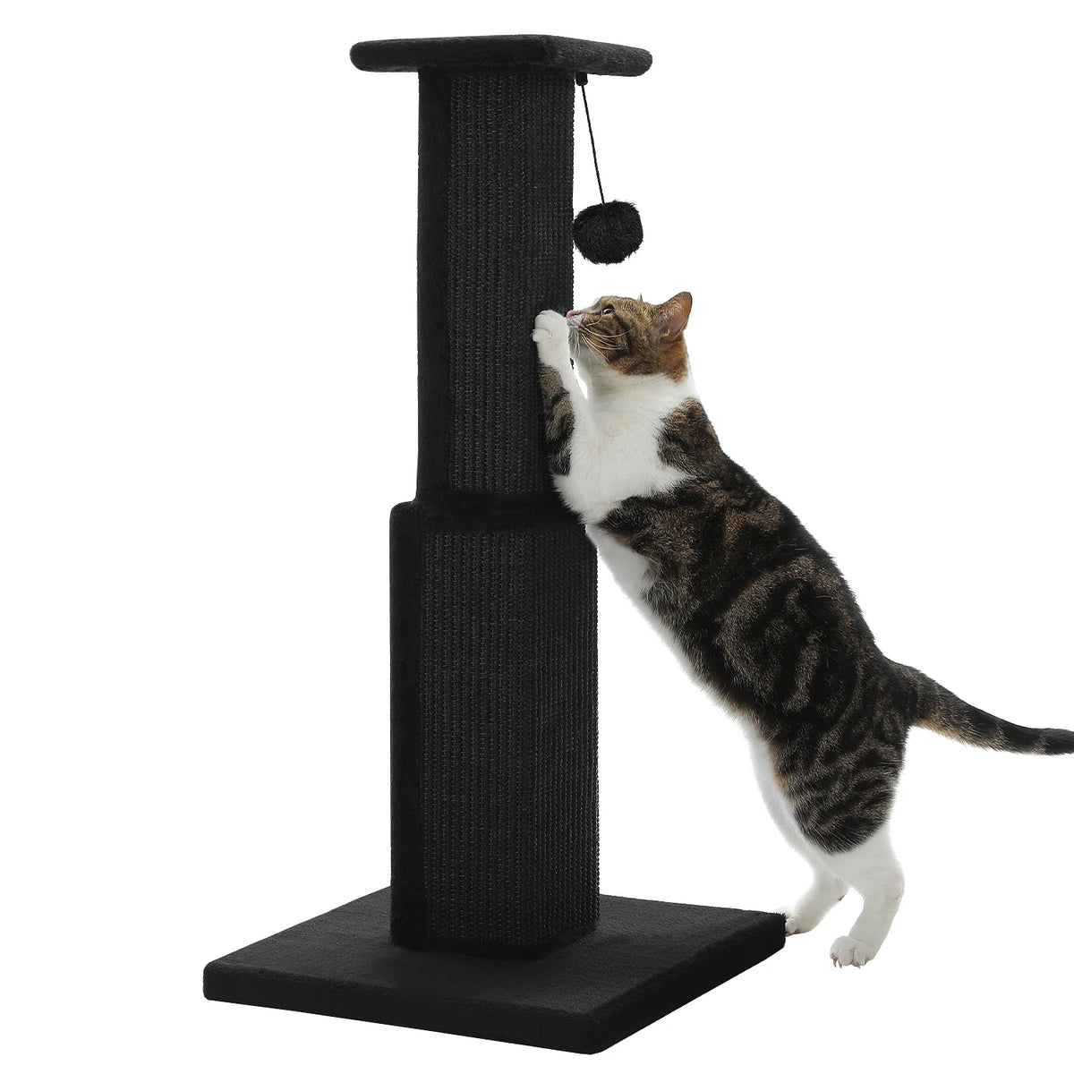 Rascador alto negro para gatos grandes con base estable