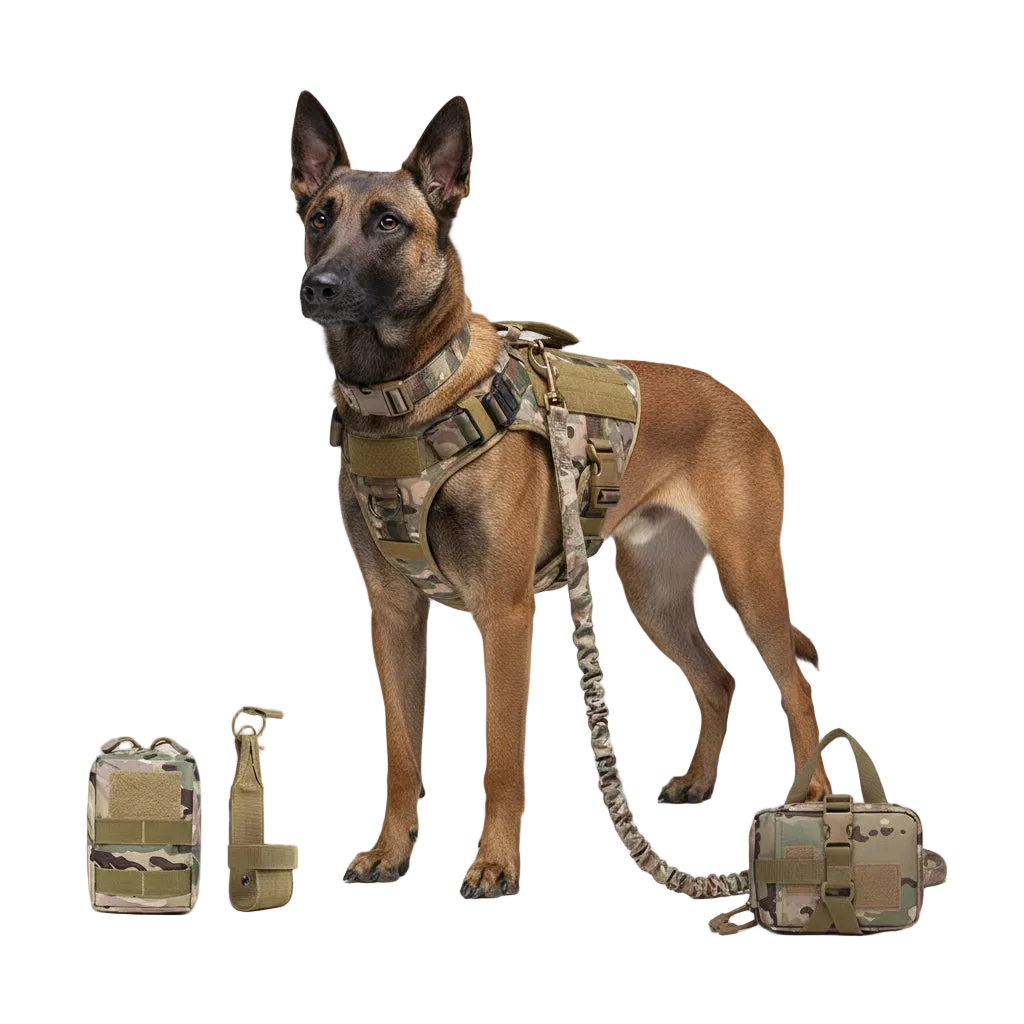 Set de Arnés Táctico con Collar y Correa para Perros Grandes