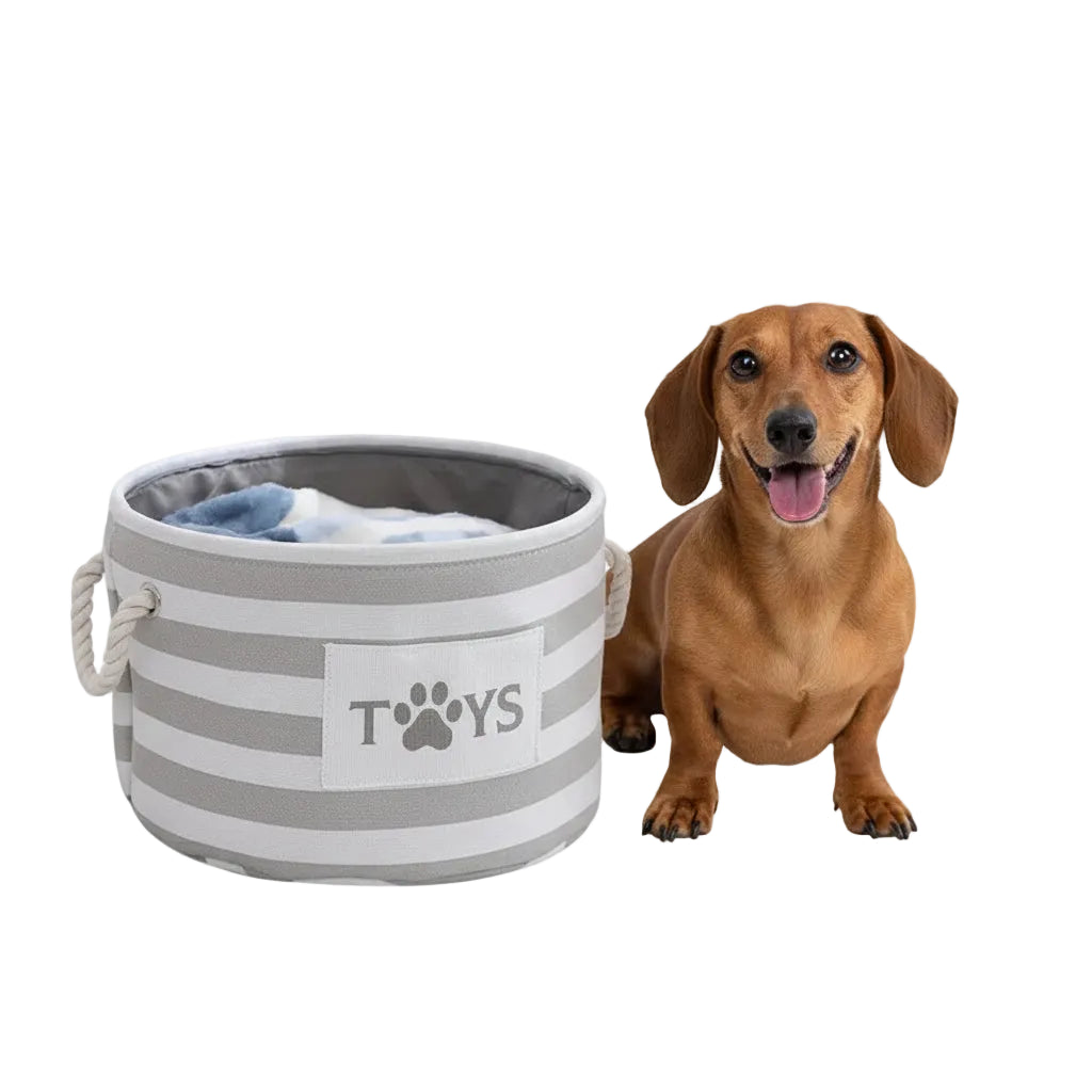 Cesta Organizadora Plegable de Rayas para Juguetes de Perro