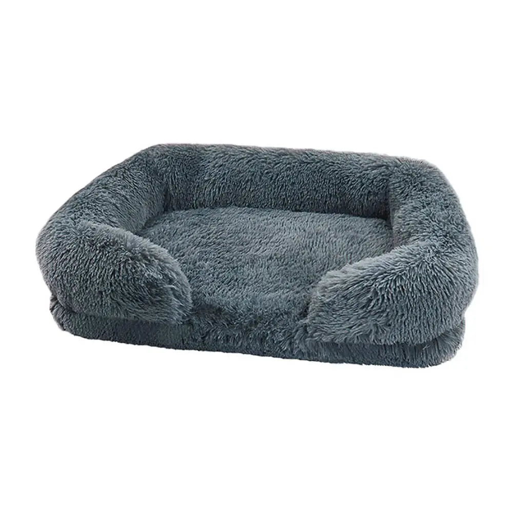 Cozy Plush Dog Sofa Bed Square Beds Washable Warm Pet Cushion Orthopedic Faux Fur Memory Foam Lounger Fluffy with Remove Cover