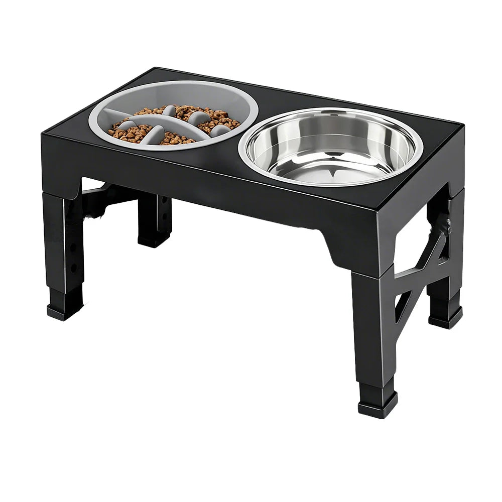Comedero Doble Elevado Ajustable de Acero Inoxidable – Salud y Comodidad para tu Mascota