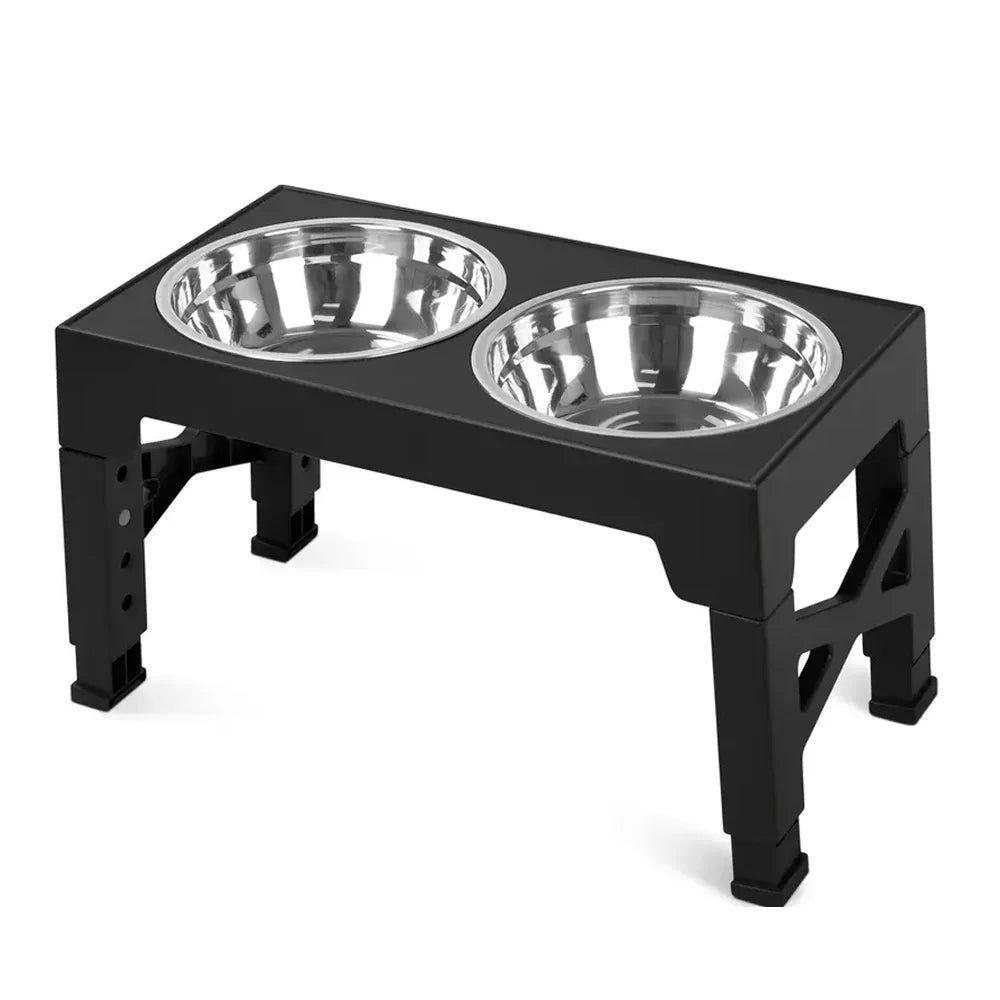 Comedero Doble Elevado Ajustable de Acero Inoxidable – Salud y Comodidad para tu Mascota