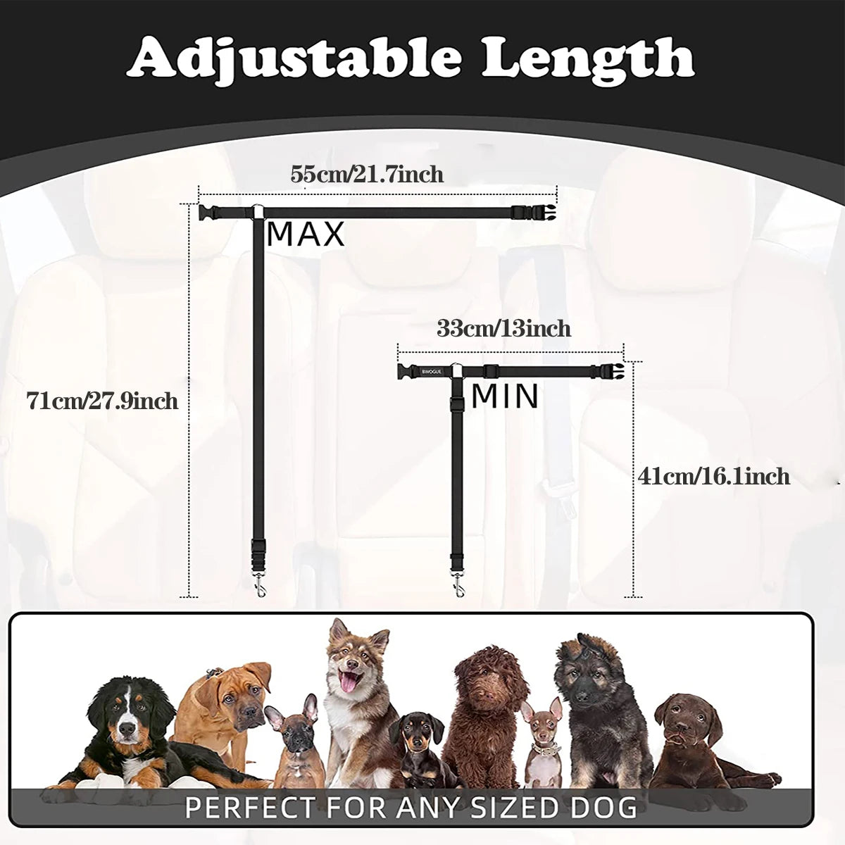 Cinturón de Seguridad Ajustable para Perros