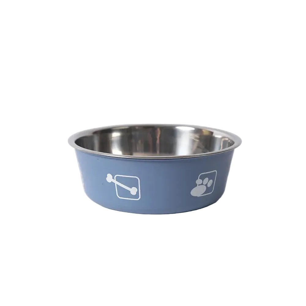 Comedero de Acero Doble Capa para Gatos y Perros - Azul