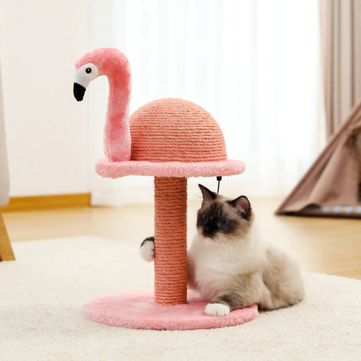 Rascador para gatos diseño flamenco con sisal natural