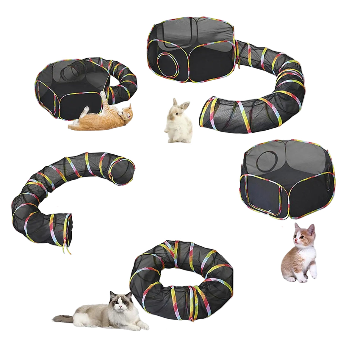 Tienda y Túnel de Lujo para Gatos y Mascotas Pequeñas – Espacio Ventilado