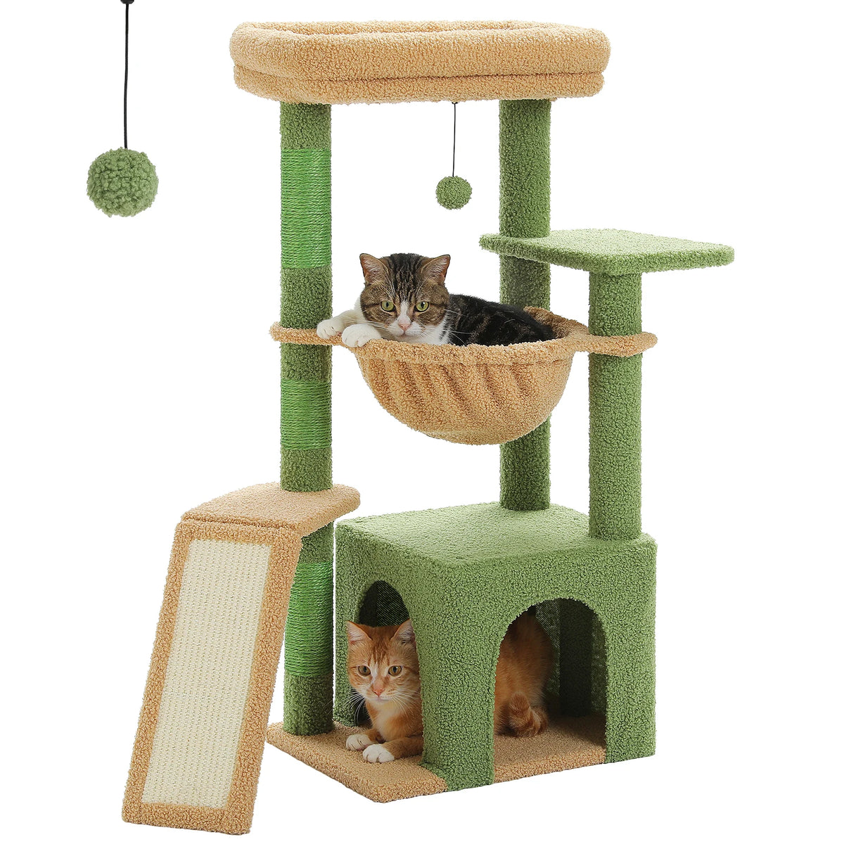 Árbol para Gatos Compacto y Divertido Verde