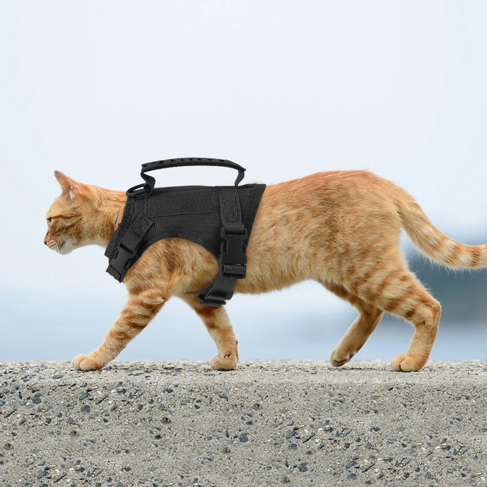 Arnés Chaleco Táctico Negro para Perros y Gatos – Seguridad y Máximo Confort