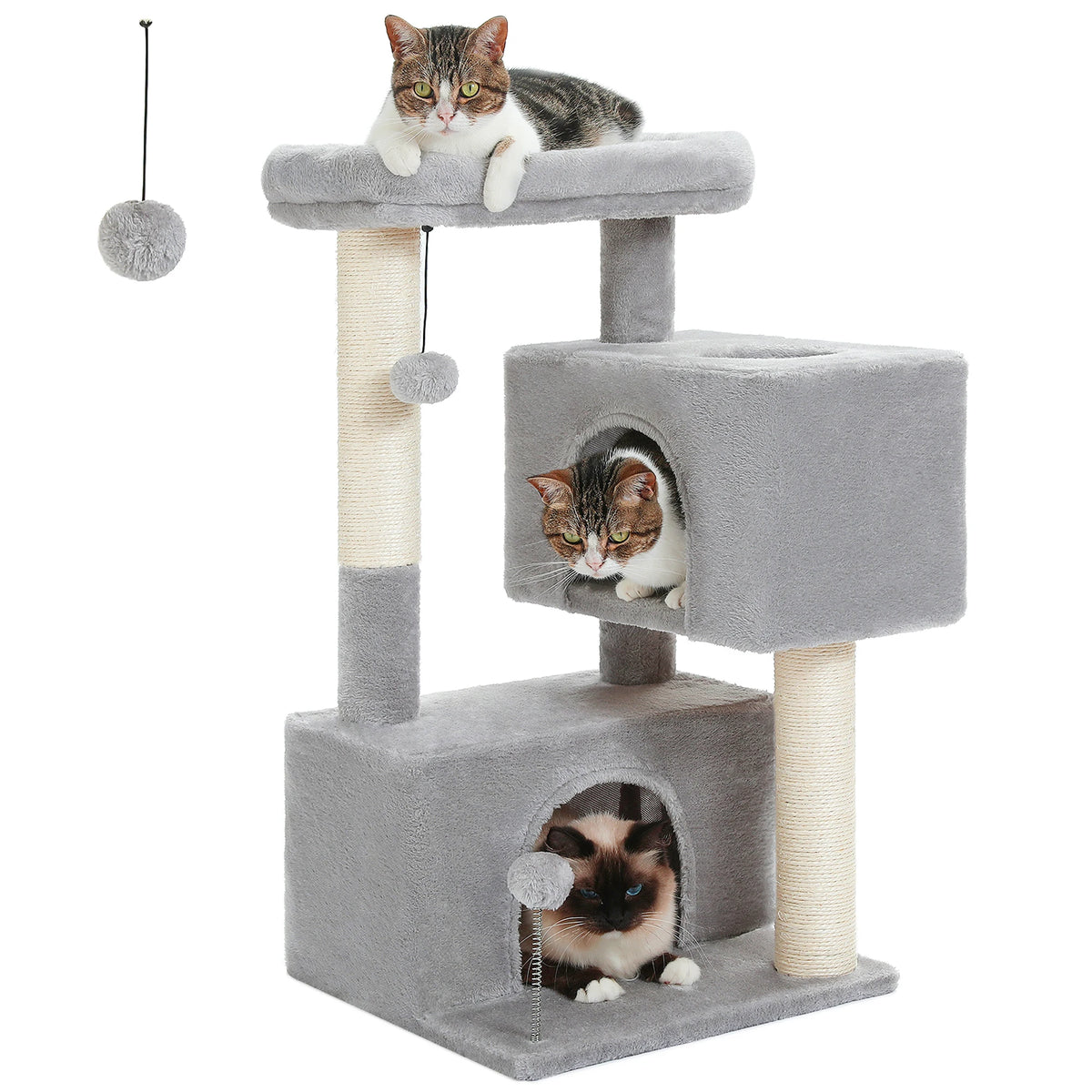 Árbol Rascador Grande para Gatos Gris – Comodidad, Diversión y Estilo